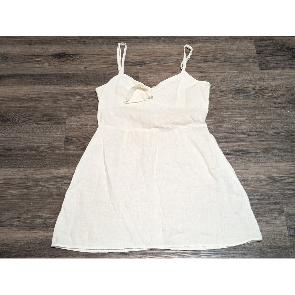 Reformation Ivory Tie Front Mini Dress Adjustable Straps Size 8 Made in USA READ